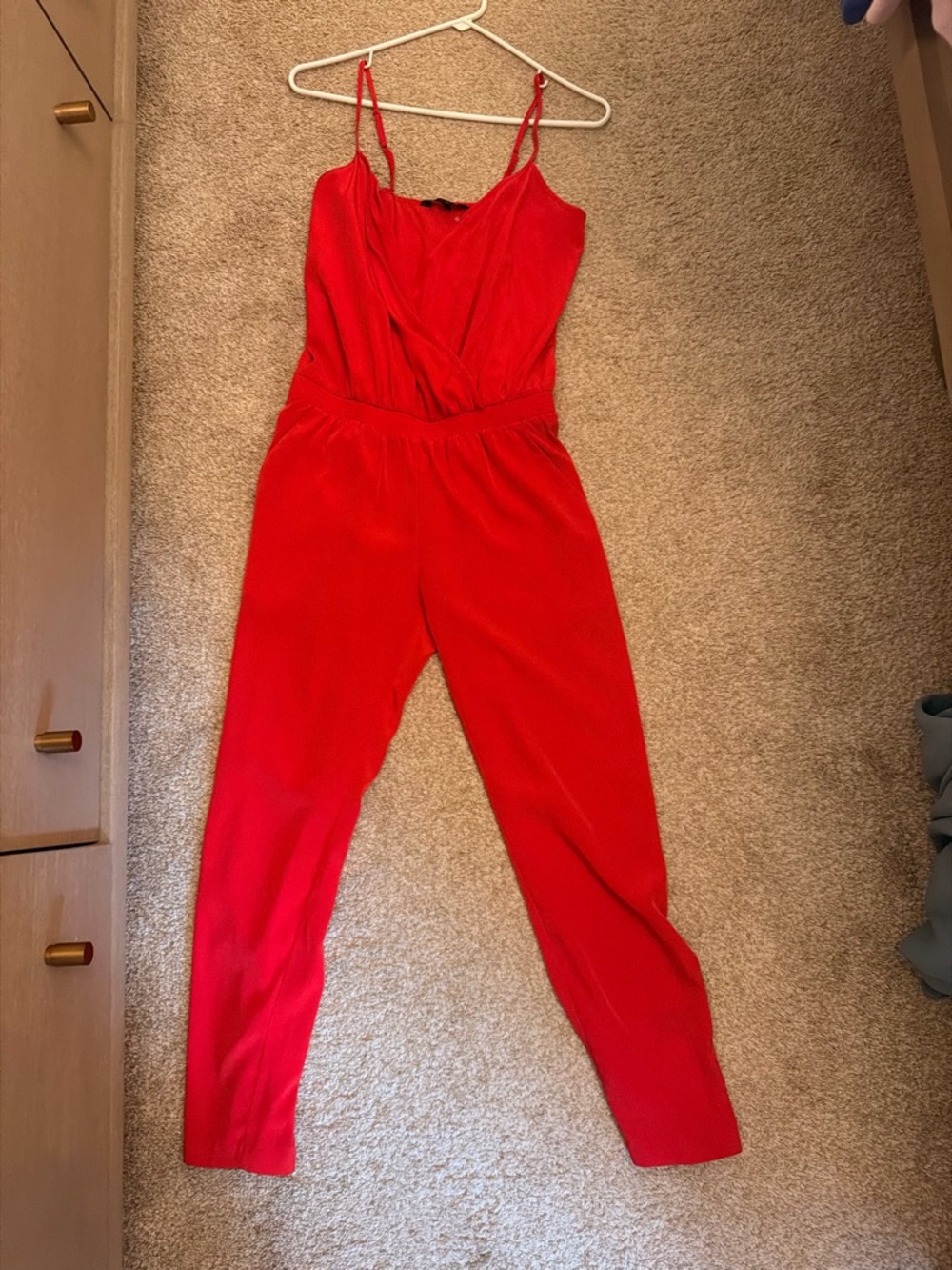 Express Red Sleeveless V-Neck Jumpsuit